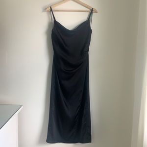 Satin drape front slip dress